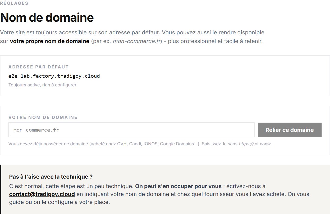 Page Domaine : brancher son propre nom de domaine